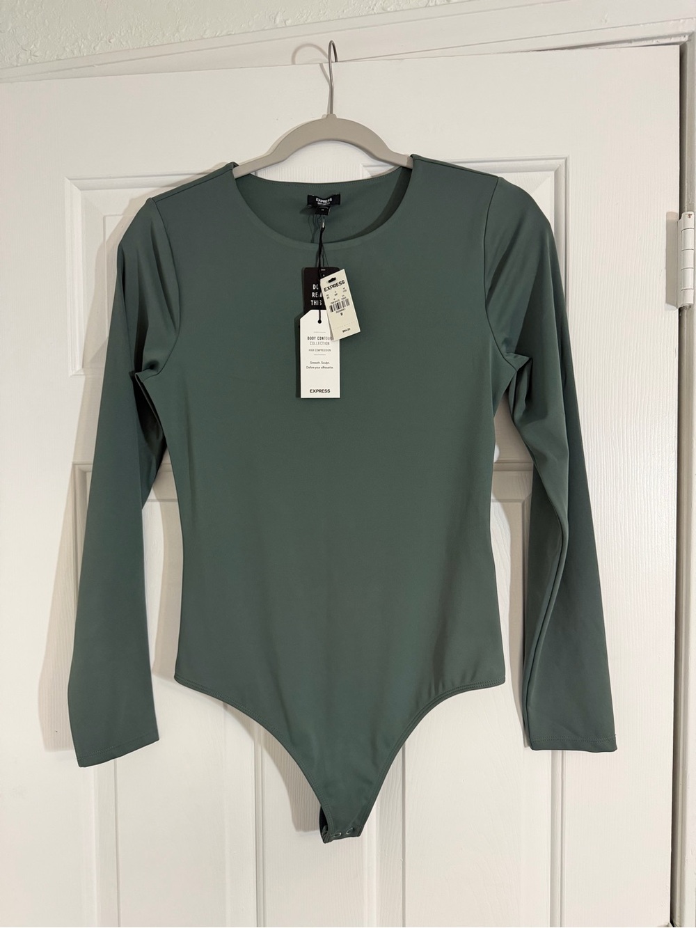 Express Long Sleeve Scoop Neck Bodysuit in Sage